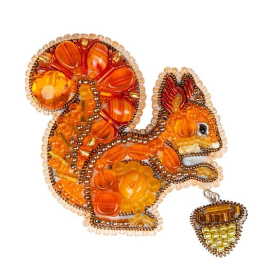 Charivna Mit Squirrel Brooch Crystal Art Beadwork Kit